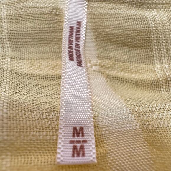 Free People Yellow and off white button up blouse Sz M BOHO - Picture 6 of 6